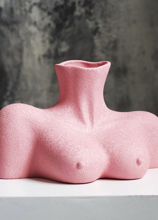 Pink Female Form Breasts Ceramic Vase
