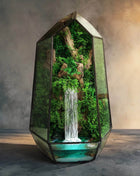 Glass terrarium with forest waterfall and preserved moss Minimalism - MagicGardens