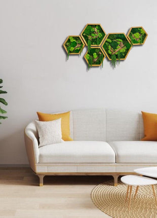 Handmade Handing Hexagon Moss Panel