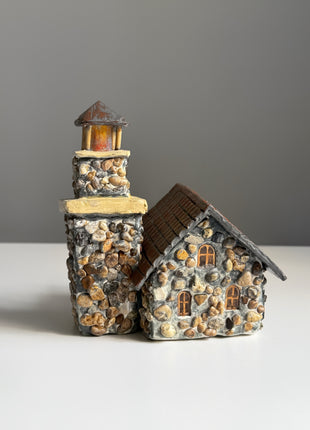 Stone Cottage with Tower – Miniature House for Terrariums & Fairy Gardens