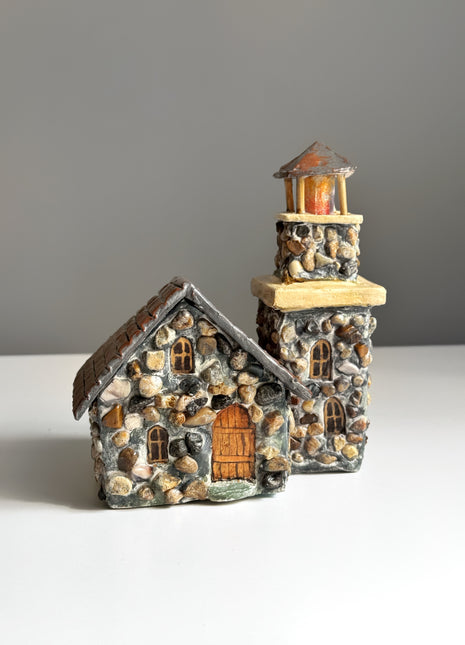 Stone Cottage with Tower – Miniature House for Terrariums & Fairy Gardens