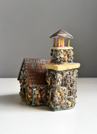 Stone Cottage with Tower – Miniature House for Terrariums & Fairy Gardens