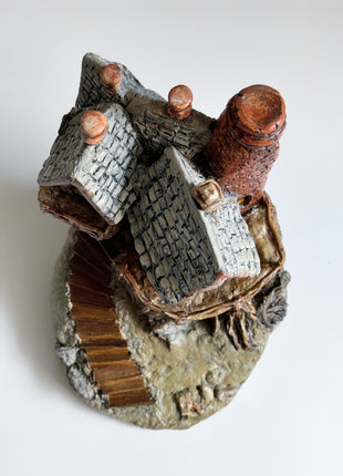Rustic Grey-Roof Stone Cottage – Miniature House for Terrariums & Fairy Gardens