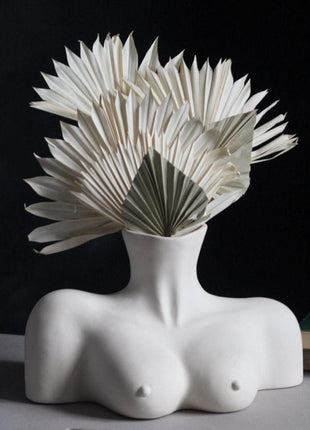 White Female Form Breasts Ceramic Vase