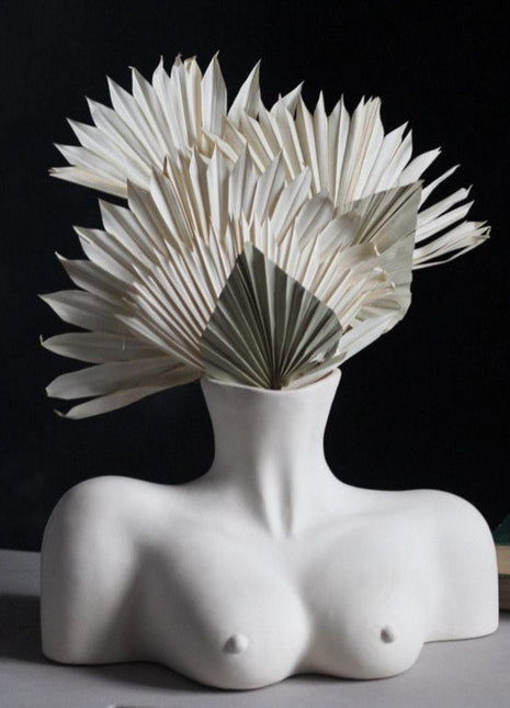White Female Form Breasts Ceramic Vase