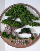 Zen Bonsai Moss Art in Minimalist Circular Frame - MagicGardens