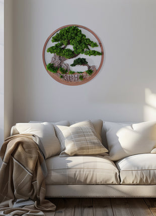  Bonsai Moss Art in Minimalist Circular Frame