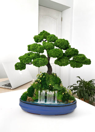 Bonsai with preserved moss and waterfall – Mountain Harmony - MagicGardens