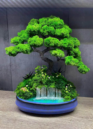 Bonsai with preserved moss and waterfall – Mountain Harmony - MagicGardens