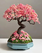 Preserved bonsai tree sakura style made of stabilized plants and flowers
