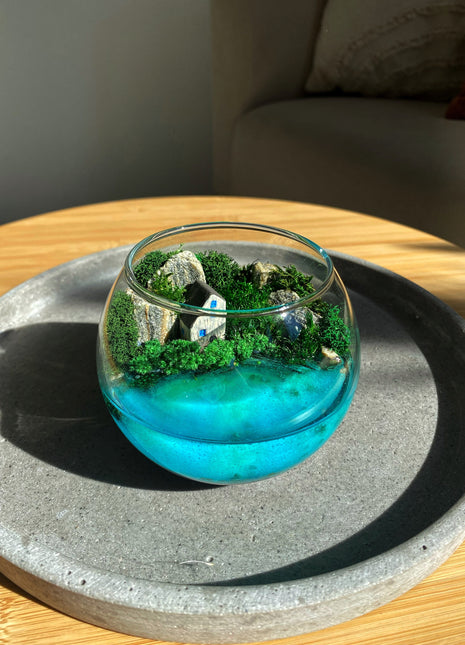 Tropical Ocean Glass Terrarium with Lodge