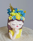 Head Planter with Preserved Flower in Ukrainian Ornament - MagicGardens