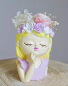 Cute Girl Vase Planter - Handmade Face Planter with Dried Flower - MagicGardens
