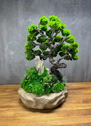 Handcrafted Preserved Moss Bonsai Tree