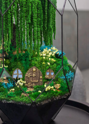 Unique terrarium with preserved moss willow
