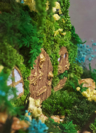 Unique Desk Planter, pyramid terrarium with preserved moss willow
