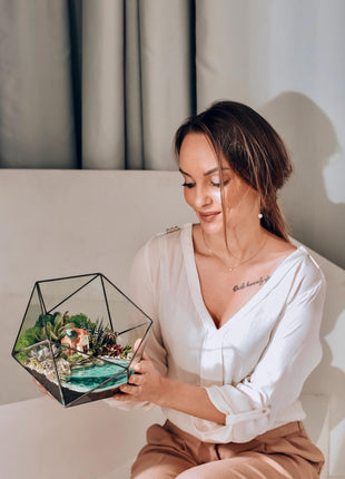 DIY Geometric Terrarium Kit, Glass Planter Set, Plant accessories
