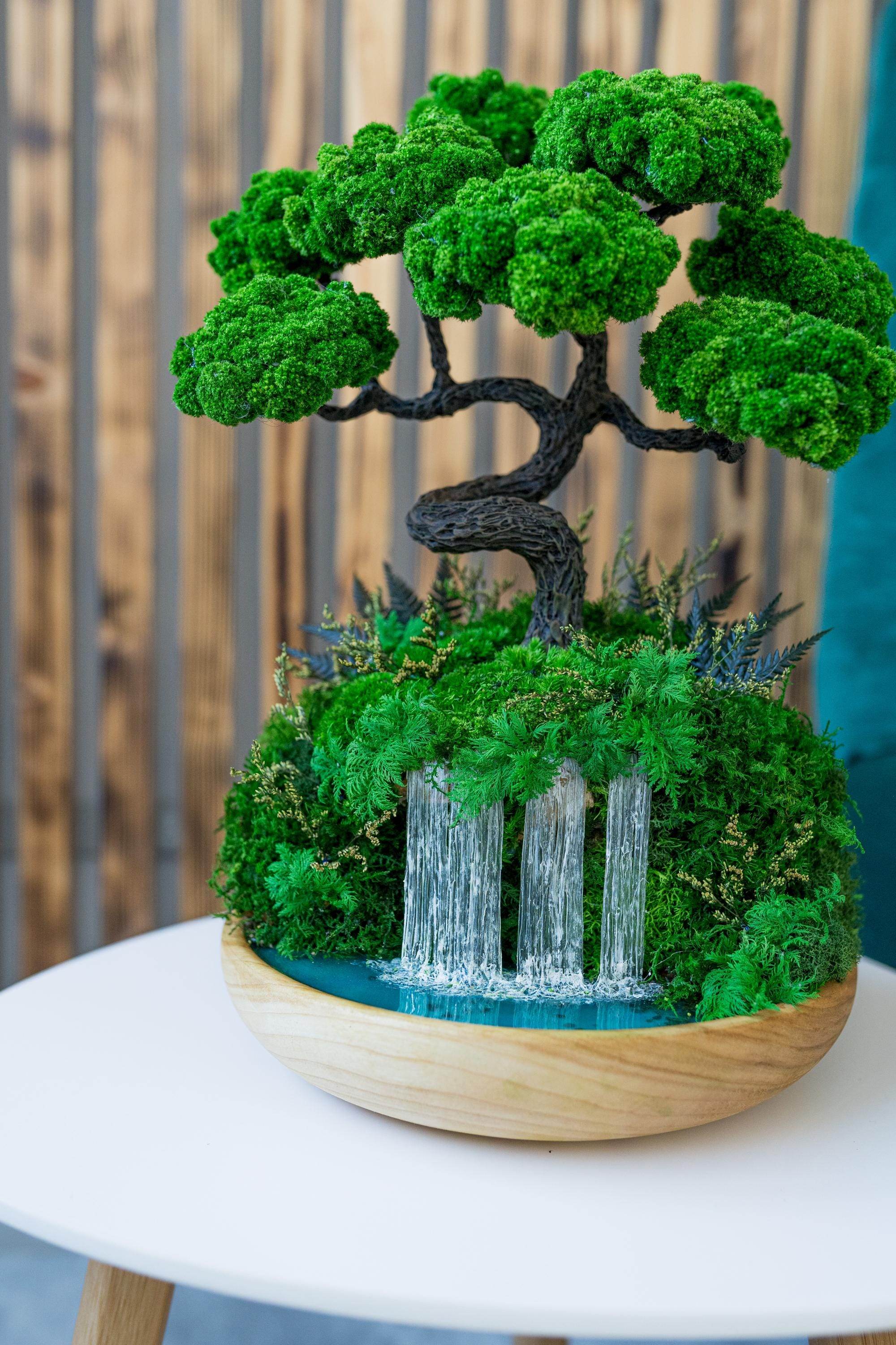bonsai tree waterfall Unique Waterfall Preserved Moss Japanese Bonsai Tree