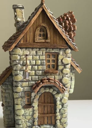 Handmade Clay Fairy House – Miniature Terrarium Decor, Cottage Figurine for Moss Terrariums, Fairy Garden, Enchanted  Forest Dome with Door