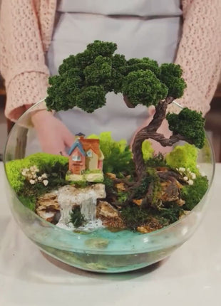 Terrarium DIY Kit with Preserved Moss – Complete Geometric Terrarium Kit with Tools, Materials & Online Course, Moss Art Kit for Home Decor