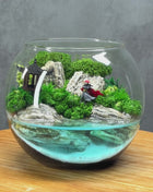Mini Zen Garden Desk Terrarium with Preserved Moss, Handmade Geometric Moss Terrarium, Japandi Table Decor, No Maintenance Diorama